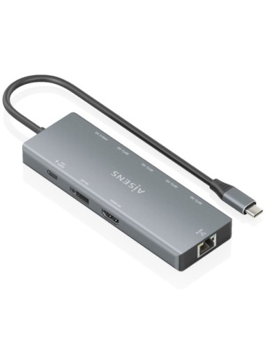 Docking USB Tipo-C Aisens ASUC-9P051-GR/ 1xDisplayPort/ 1xHDMI 4K/ 4xUSB/ 1xUSB Tipo-C/ 1xRJ45/ 1xUSB Tipo-C PD/ Gris