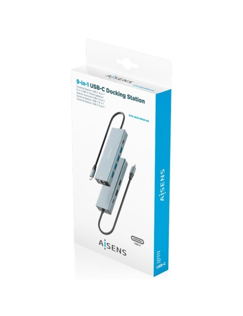 Docking USB Tipo-C Aisens ASUC-9P051-GR/ 1xDisplayPort/ 1xHDMI 4K/ 4xUSB/ 1xUSB Tipo-C/ 1xRJ45/ 1xUSB Tipo-C PD/ Gris