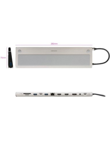 Docking Tipo-C Nanocable 10.16.1012/ 3xUSB/ 1xUSB Tipo-C/ 2xHDMI 4K/ 1xDisplayPort/ 1xRJ45/ 1xLector tarjetas/ 1xJack 3.5/ 1xUSB
