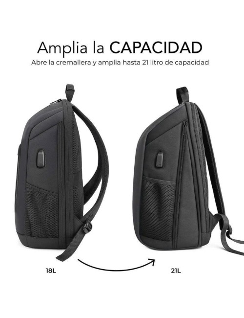 Mochila Subblim Xpand Air Padding Backpack para Portátiles hasta 15.6'/ 21L/ Puerto USB/ Negro