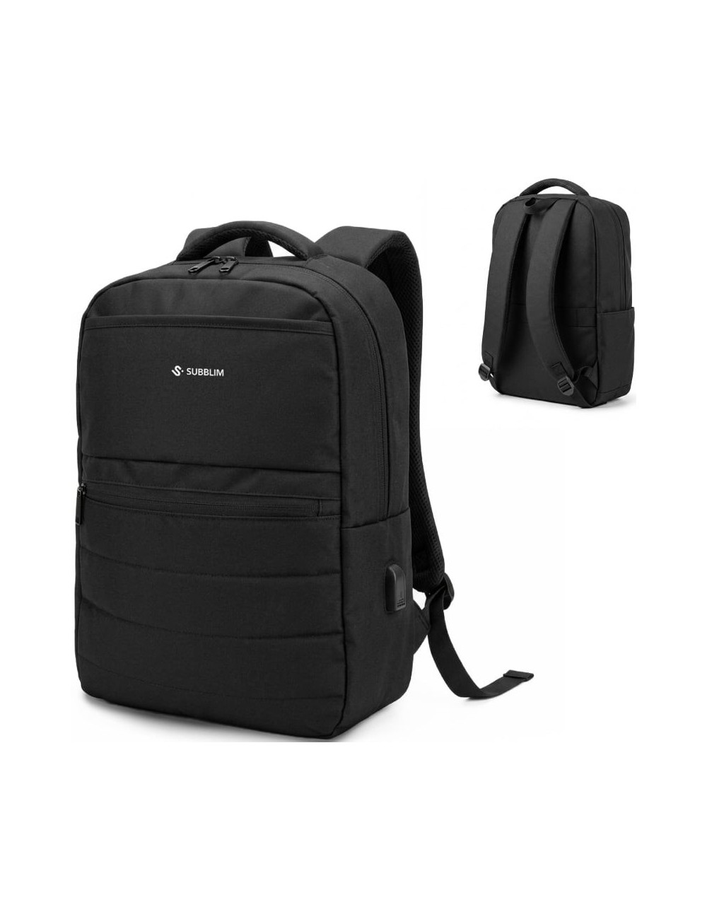 Mochila Subblim Compact Backpack 15L para Portátiles hasta 15.6'/ Repelente al agua/ Cinta para Trolley/ Negra