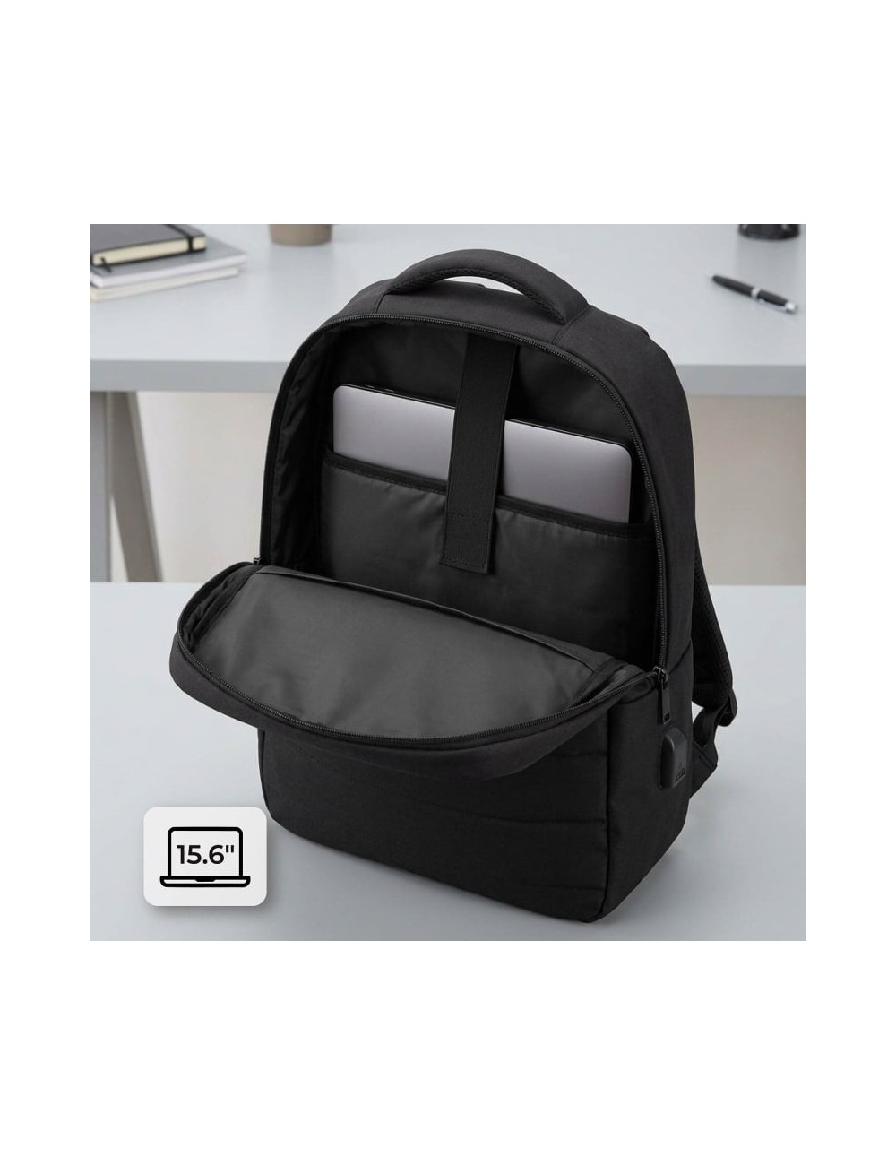 Mochila Subblim Compact Backpack 15L para Portátiles hasta 15.6'/ Repelente al agua/ Cinta para Trolley/ Negra