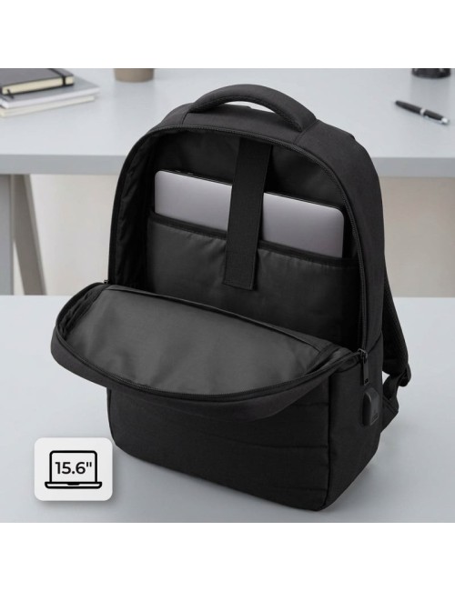 Mochila Subblim Compact Backpack 15L para Portátiles hasta 15.6'/ Repelente al agua/ Cinta para Trolley/ Negra