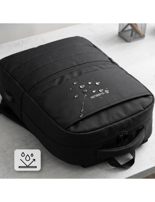 Mochila Subblim Compact Backpack 15L para Portátiles hasta 15.6'/ Repelente al agua/ Cinta para Trolley/ Negra