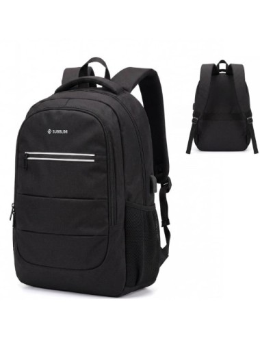 Mochila Subblim City Plus 26L Backpack para Portátiles hasta 16'/ Puerto USB/ Repelente al agua/ Reflectante/ Cinta para Trolley