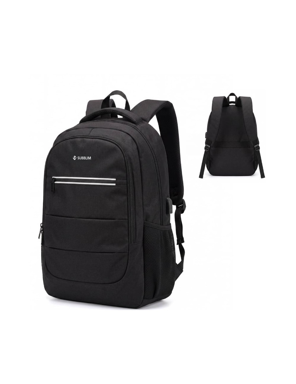 Mochila Subblim City Plus 26L Backpack para Portátiles hasta 16'/ Puerto USB/ Repelente al agua/ Reflectante/ Cinta para Trolley