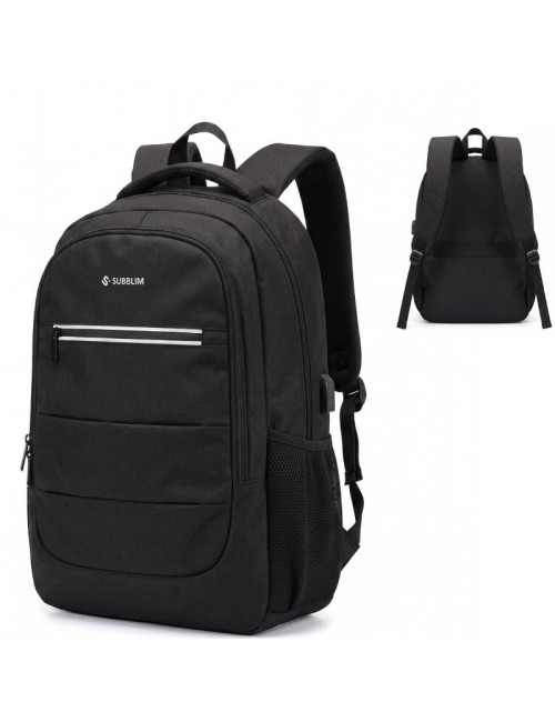 Mochila Subblim City Plus 26L Backpack para Portátiles hasta 16'/ Puerto USB/ Repelente al agua/ Reflectante/ Cinta para Trolley