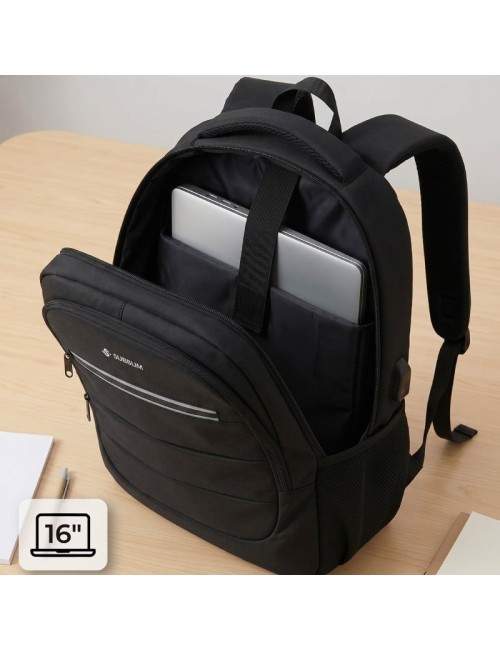 Mochila Subblim City Plus 26L Backpack para Portátiles hasta 16'/ Puerto USB/ Repelente al agua/ Reflectante/ Cinta para Trolley