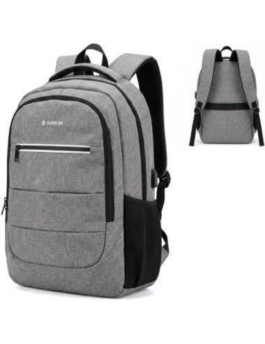 Mochila Subblim City Plus 26L Backpack para Portátiles hasta 16'/ Puerto USB/ Repelente al agua/ Reflectante/ Cinta para Trolley