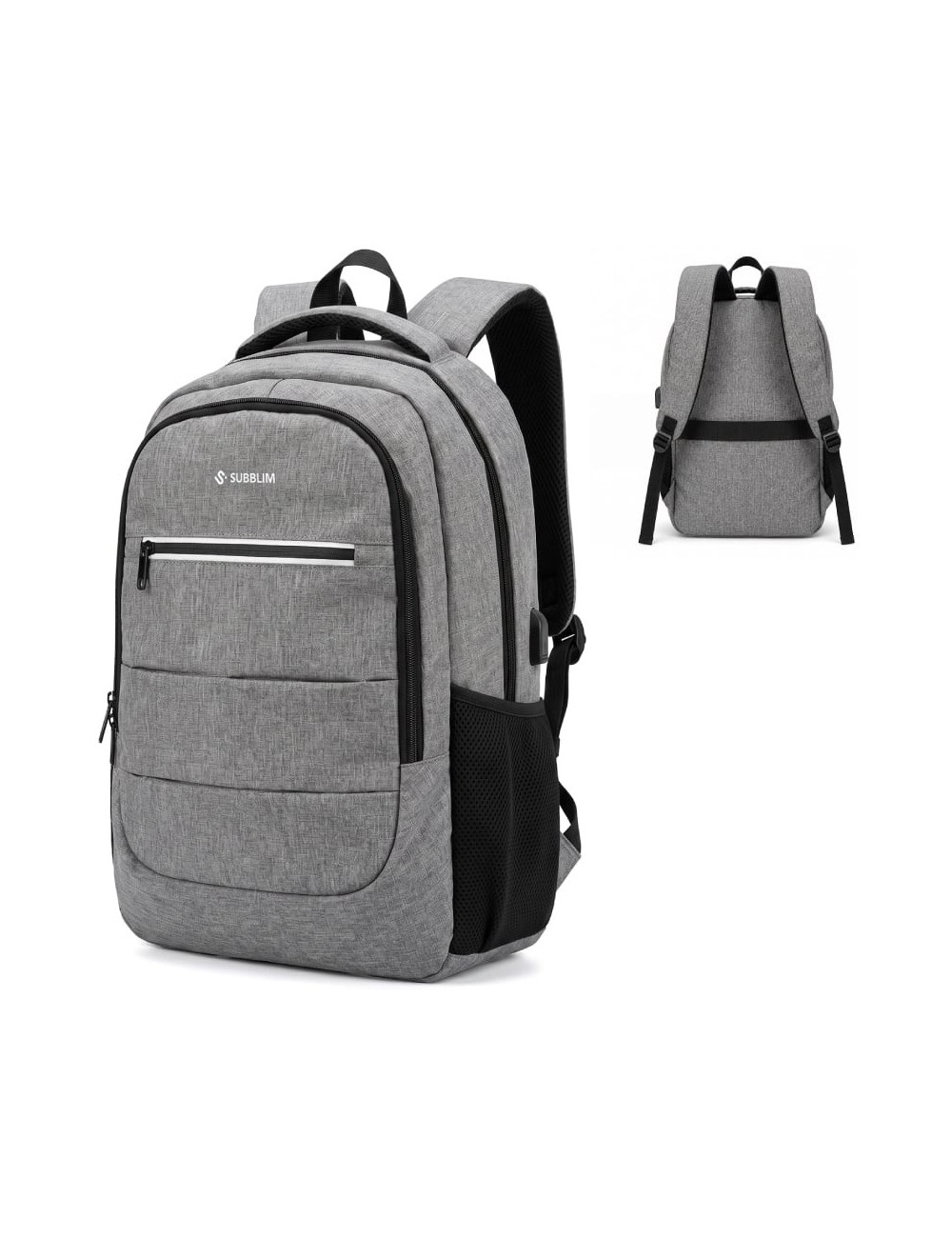 Mochila Subblim City Plus 26L Backpack para Portátiles hasta 16'/ Puerto USB/ Repelente al agua/ Reflectante/ Cinta para Trolley