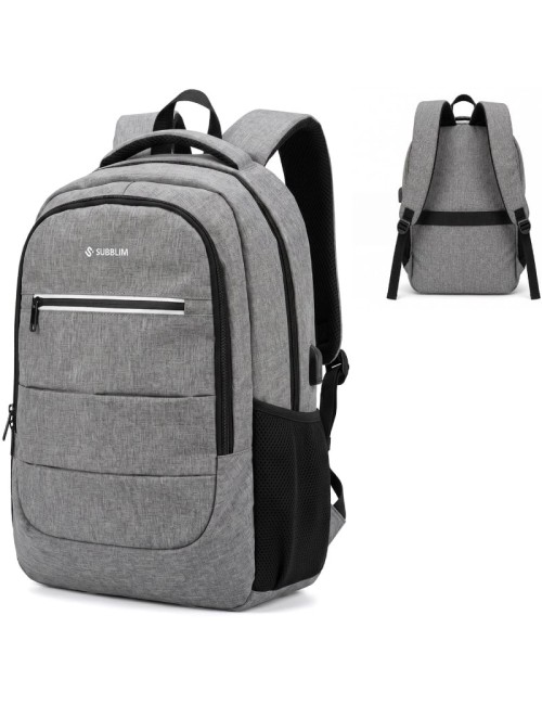 Mochila Subblim City Plus 26L Backpack para Portátiles hasta 16'/ Puerto USB/ Repelente al agua/ Reflectante/ Cinta para Trolley