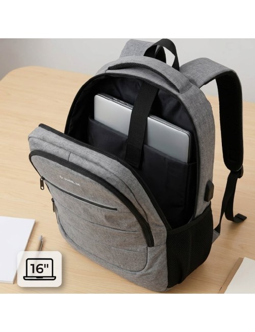 Mochila Subblim City Plus 26L Backpack para Portátiles hasta 16'/ Puerto USB/ Repelente al agua/ Reflectante/ Cinta para Trolley