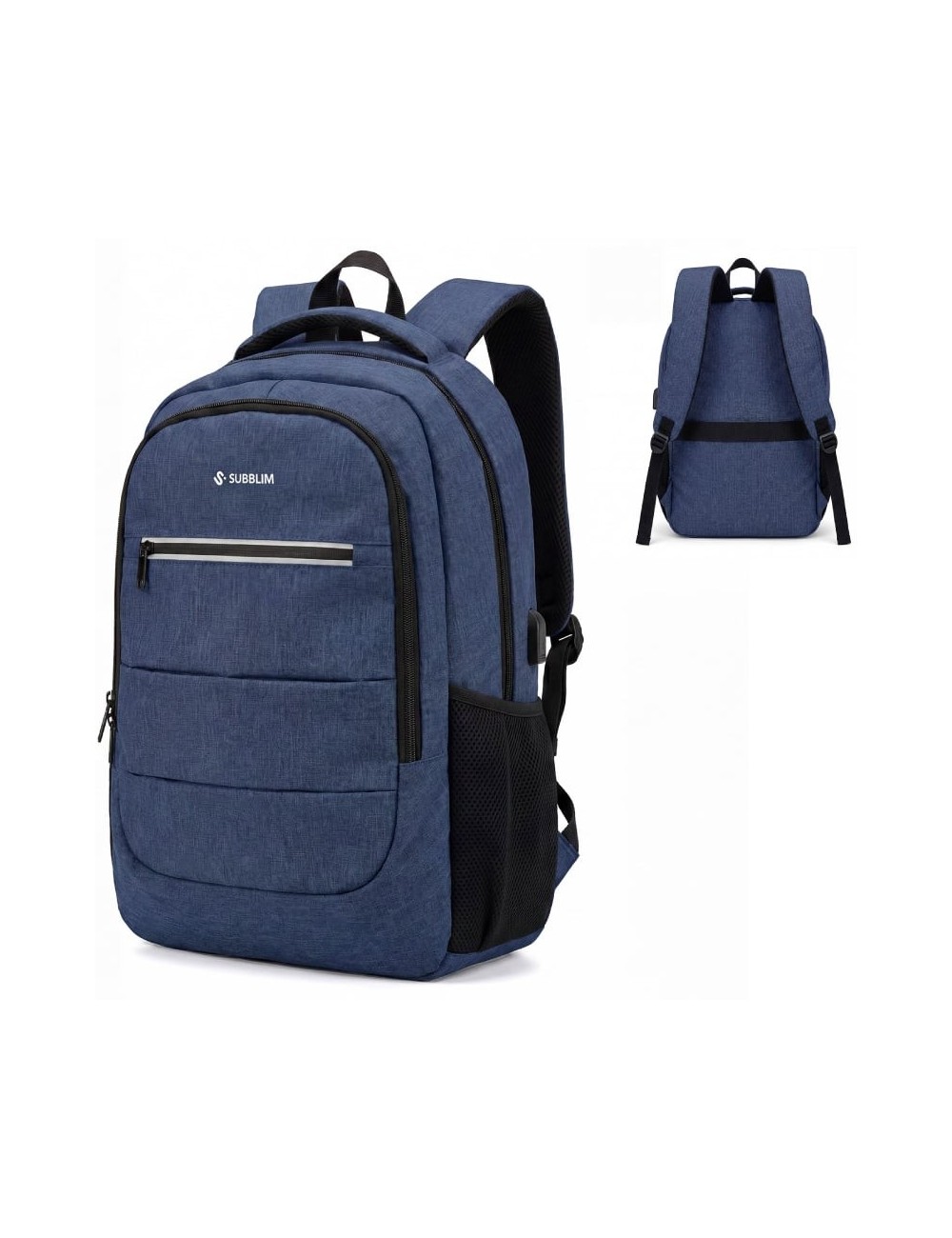 Mochila Subblim City Plus 26L Backpack para Portátiles hasta 16'/ Puerto USB/ Repelente al agua/ Reflectante/ Cinta para Trolley