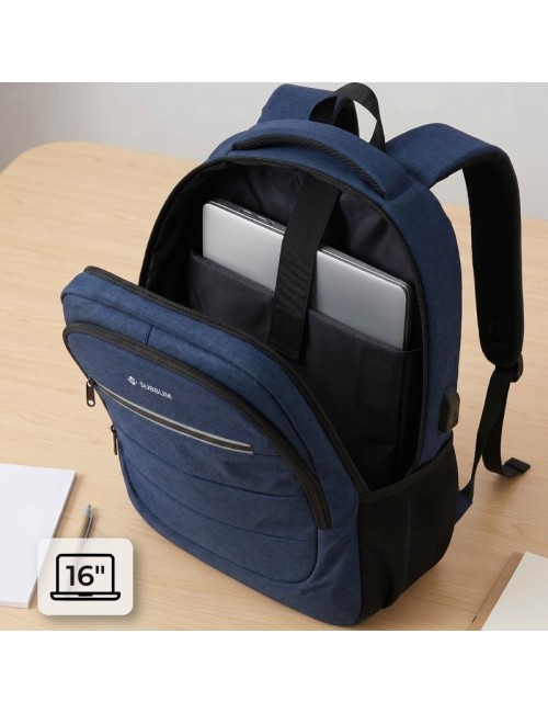 Mochila Subblim City Plus 26L Backpack para Portátiles hasta 16'/ Puerto USB/ Repelente al agua/ Reflectante/ Cinta para Trolley