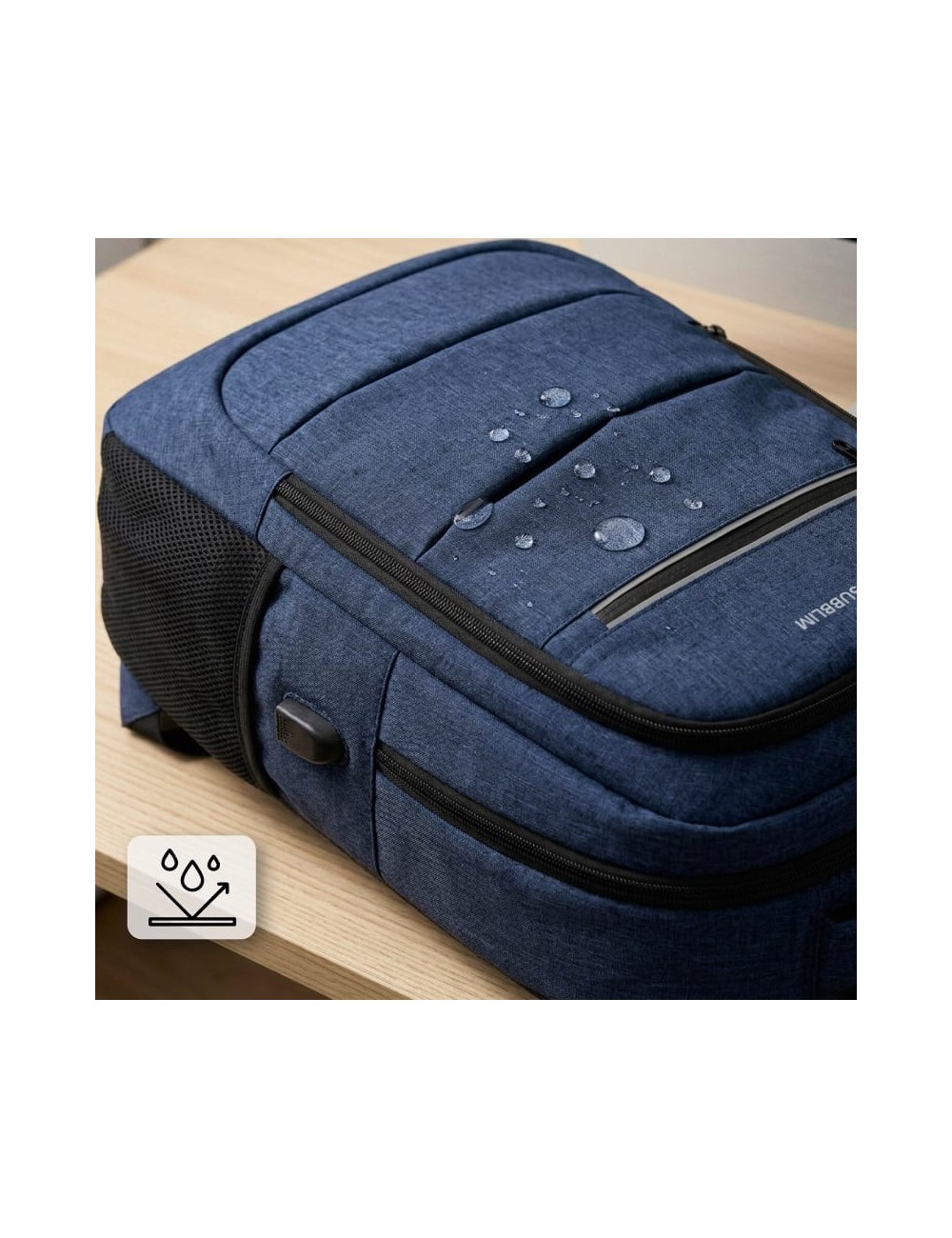 Mochila Subblim City Plus 26L Backpack para Portátiles hasta 16'/ Puerto USB/ Repelente al agua/ Reflectante/ Cinta para Trolley