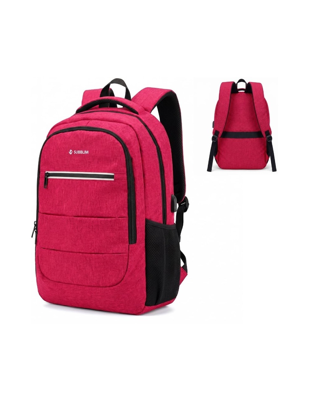 Mochila Subblim City Plus 26L Backpack para Portátiles hasta 15.6'/ Puerto USB/ Repelente al agua/ Reflectante/ Cinta para Troll