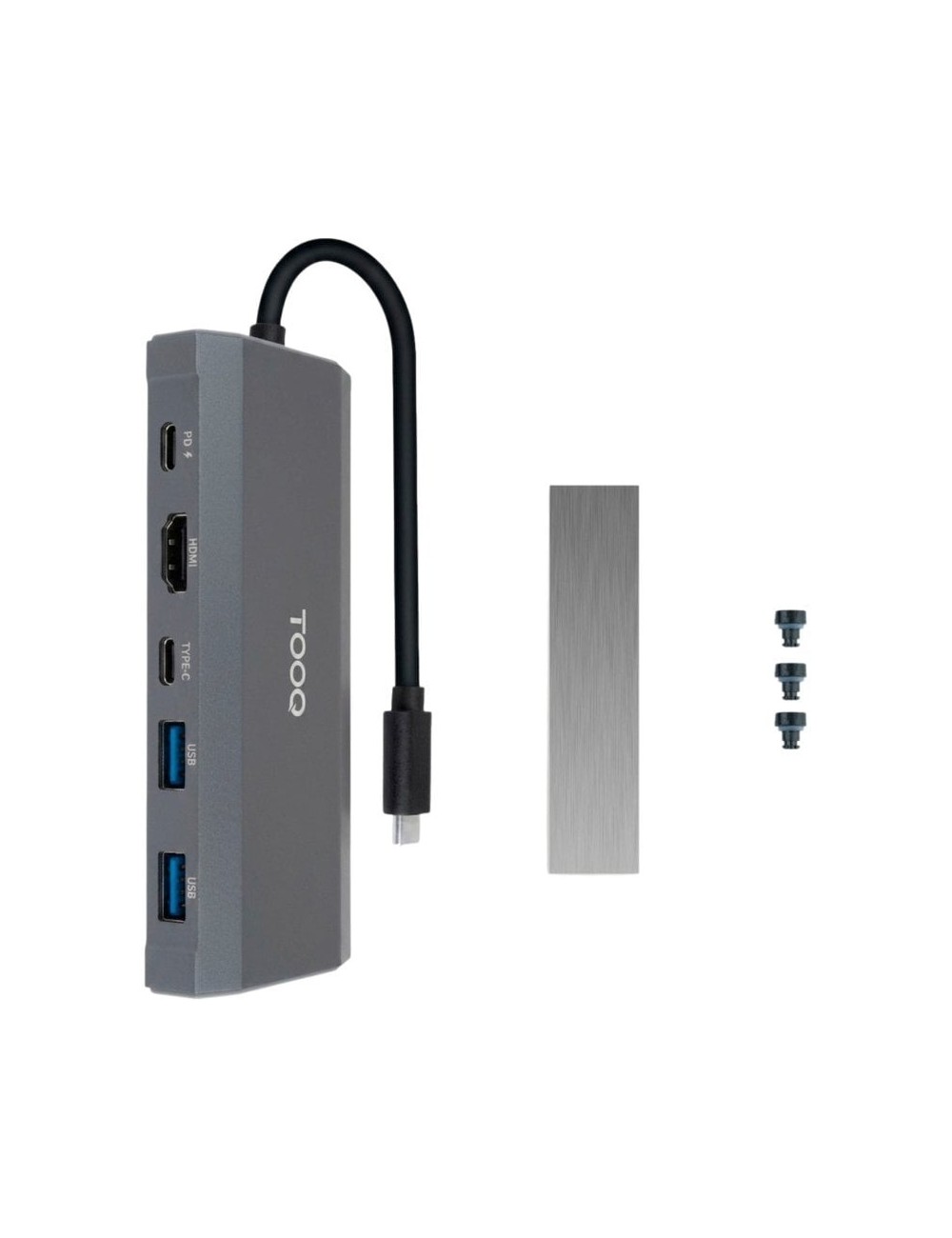 Docking/Caja Externa USB Tipo-C TooQ TQE-2241G/ Ranura SSD M.2/ 1xHDMI/ 2xUSB/ 1xUSB Tipo-C/ 1xLector Tarjetas/ 1xUSB Tipo-C PD