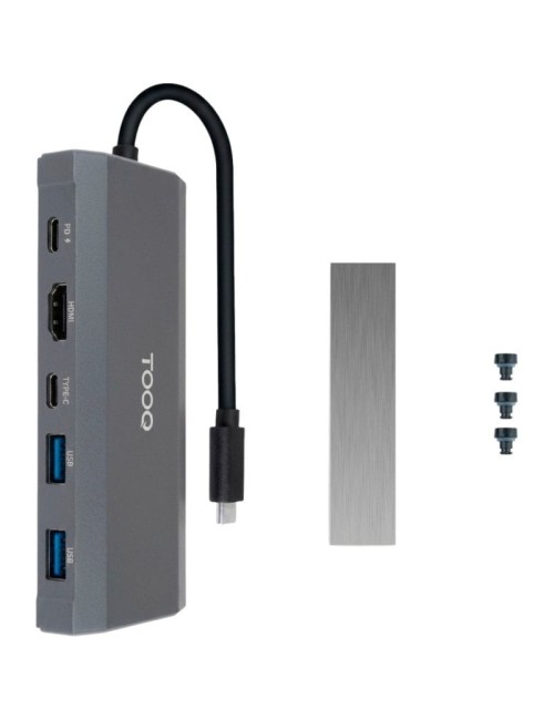 Docking/Caja Externa USB Tipo-C TooQ TQE-2241G/ Ranura SSD M.2/ 1xHDMI/ 2xUSB/ 1xUSB Tipo-C/ 1xLector Tarjetas/ 1xUSB Tipo-C PD