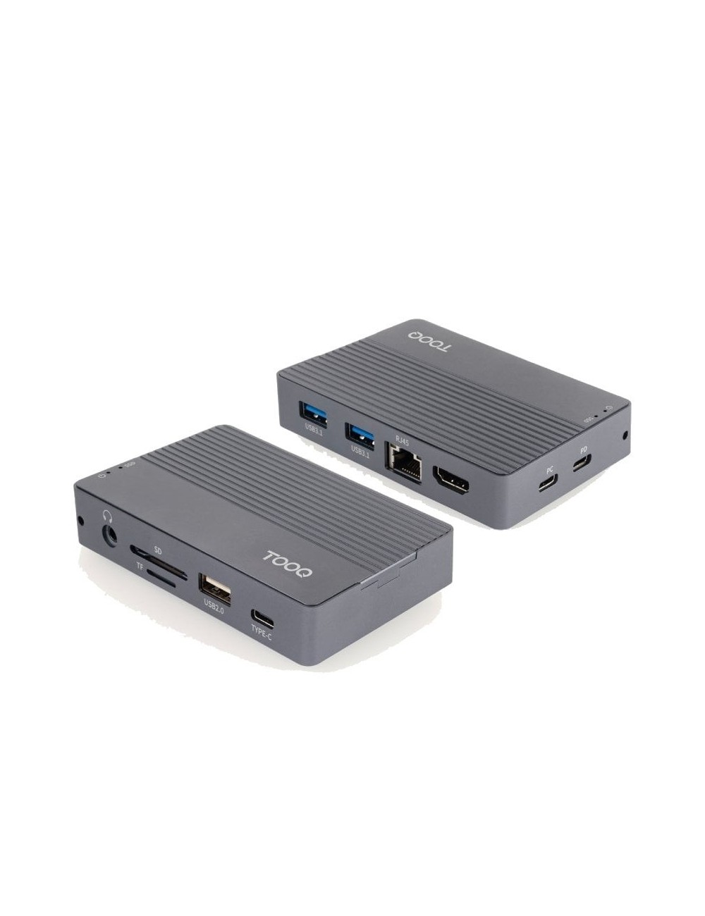 Docking/Caja Externa USB Tipo-C TooQ TQE-2242G/ Ranura SSD M.2/ 1xHDMI/ 1xRJ45/ 1xUSB/ 1xUSB Tipo-C/ 1xLector Tarjetas/ 1x Jack 