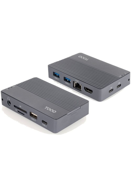 Docking/Caja Externa USB Tipo-C TooQ TQE-2242G/ Ranura SSD M.2/ 1xHDMI/ 1xRJ45/ 1xUSB/ 1xUSB Tipo-C/ 1xLector Tarjetas/ 1x Jack 