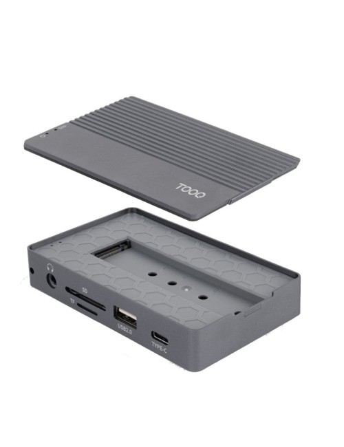 Docking/Caja Externa USB Tipo-C TooQ TQE-2242G/ Ranura SSD M.2/ 1xHDMI/ 1xRJ45/ 1xUSB/ 1xUSB Tipo-C/ 1xLector Tarjetas/ 1x Jack 