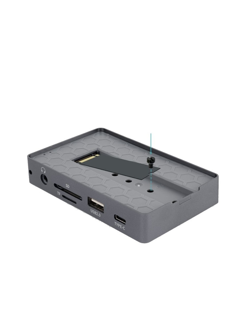 Docking/Caja Externa USB Tipo-C TooQ TQE-2242G/ Ranura SSD M.2/ 1xHDMI/ 1xRJ45/ 1xUSB/ 1xUSB Tipo-C/ 1xLector Tarjetas/ 1x Jack 