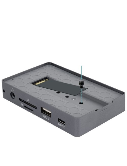 Docking/Caja Externa USB Tipo-C TooQ TQE-2242G/ Ranura SSD M.2/ 1xHDMI/ 1xRJ45/ 1xUSB/ 1xUSB Tipo-C/ 1xLector Tarjetas/ 1x Jack 