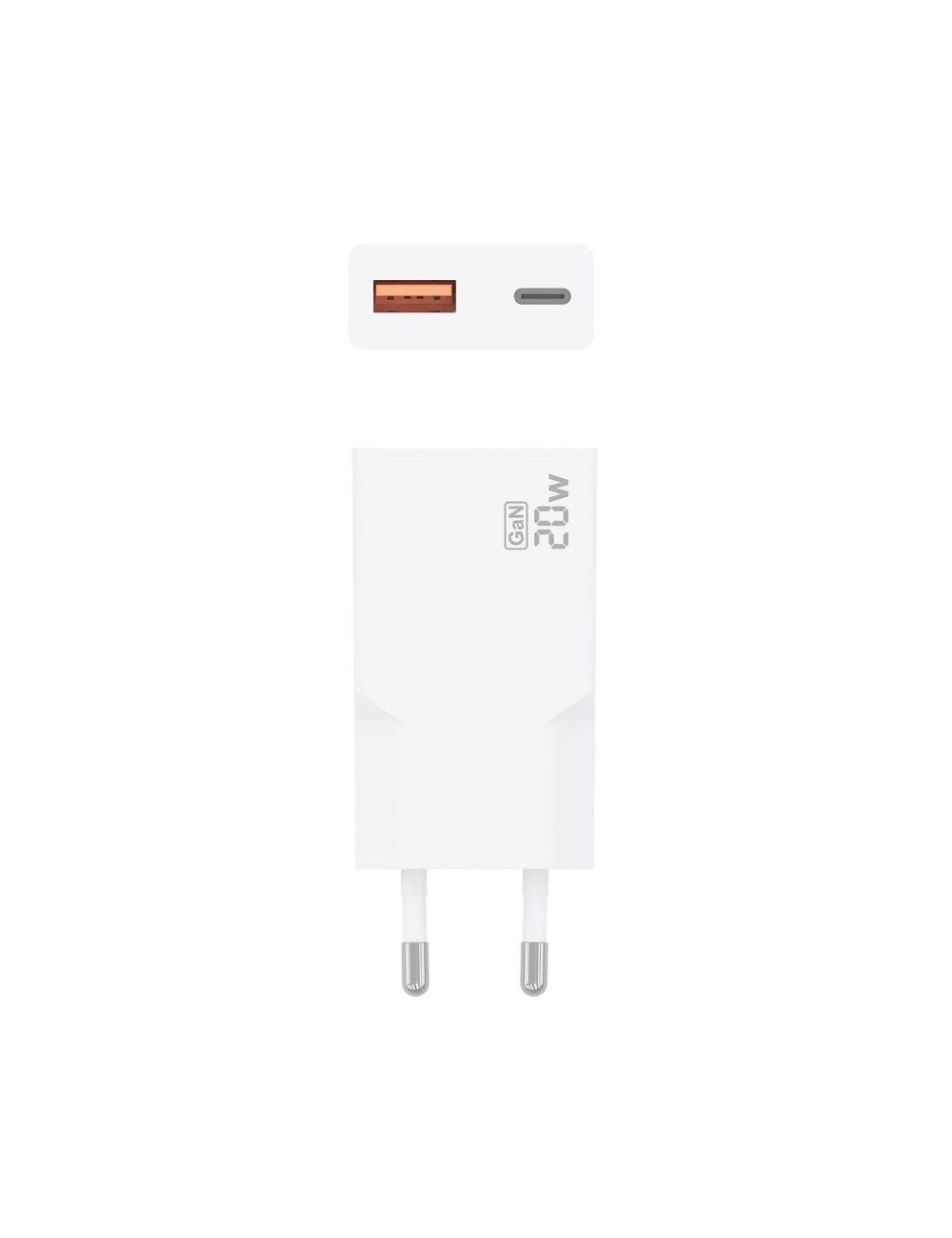 Cargador de Pared GaN Aisens A110-0998/ 1xUSB Tipo-C/ 1xUSB/ 20W/ Blanco