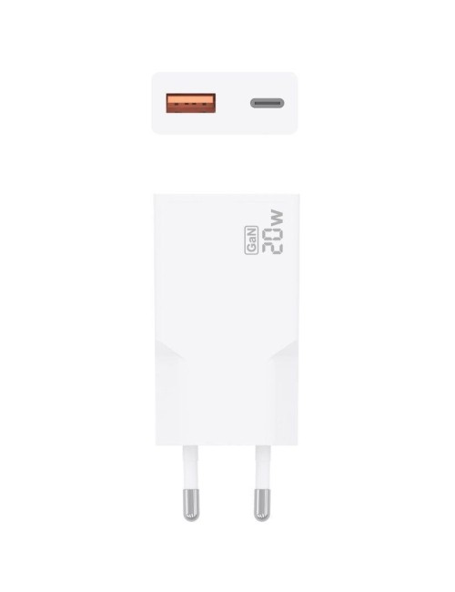 Cargador de Pared GaN Aisens A110-0998/ 1xUSB Tipo-C/ 1xUSB/ 20W/ Blanco