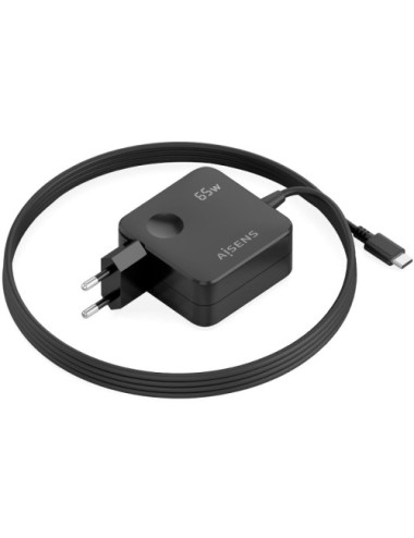 Cargador de Pared GaN Aisens ASCH-1PD65WL85-BK/ 1xUSB Tipo-C/ 65W