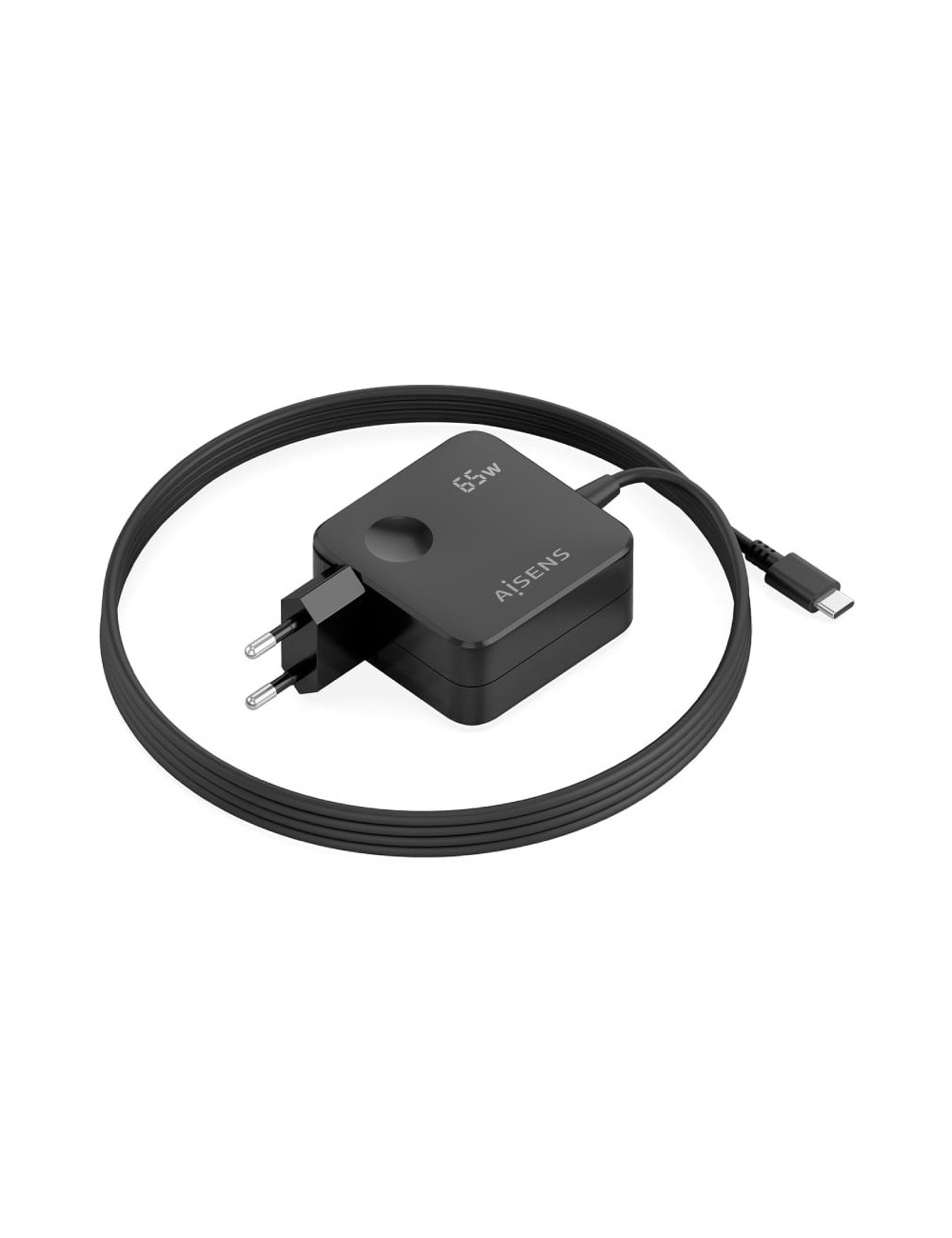 Cargador de Pared GaN Aisens ASCH-1PD65WL85-BK/ 1xUSB Tipo-C/ 65W