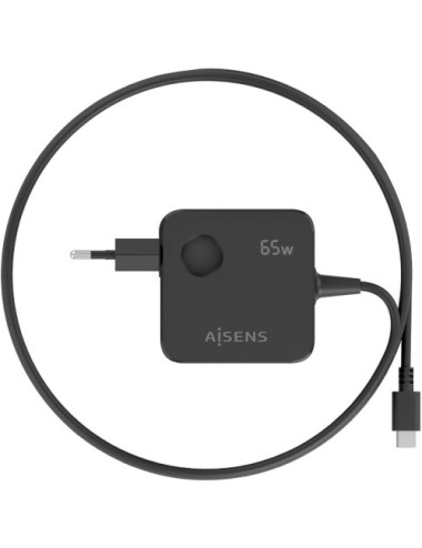 Cargador de Pared GaN Aisens ASCH-1PD65WL85-BK/ 1xUSB Tipo-C/ 65W