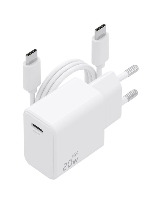 Cargador de Pared GaN Aisens ASCH-20W1P081-W/ 1xUSB Tipo-C/ 20W/ Blanco/ Incluye Cable USB Tipo-C