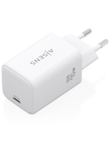 Cargador de Pared GaN Aisens ASCH-70W1P088-W/ 1xUSB Tipo-C/ 70W/ Blanco