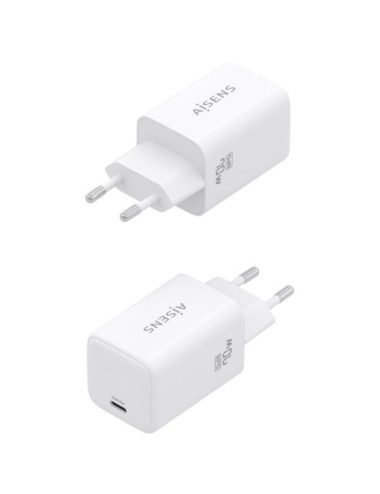 Cargador de Pared GaN Aisens ASCH-70W1P088-W/ 1xUSB Tipo-C/ 70W/ Blanco