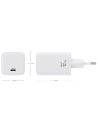 Cargador de Pared GaN Aisens ASCH-70W1P088-W/ 1xUSB Tipo-C/ 70W/ Blanco