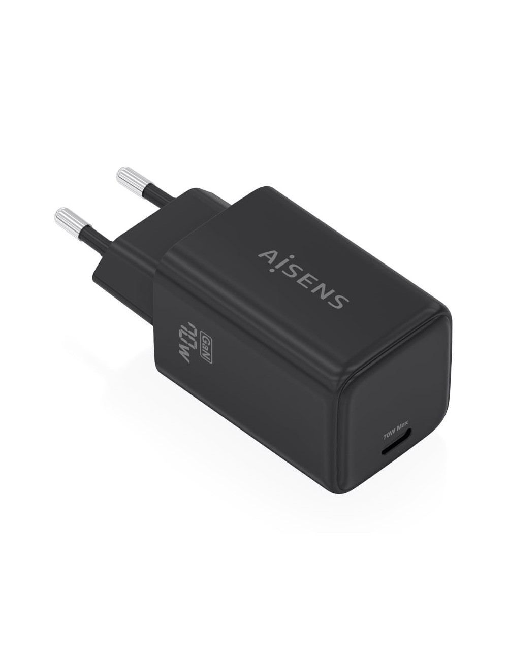 Cargador de Pared GaN Aisens ASCH-70W1P089-BK/ 1xUSB Tipo-C/ 70W