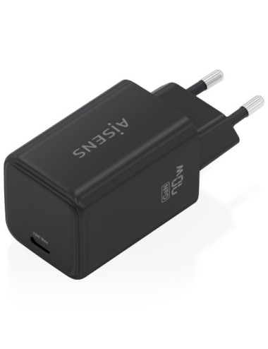 Cargador de Pared GaN Aisens ASCH-70W1P089-BK/ 1xUSB Tipo-C/ 70W
