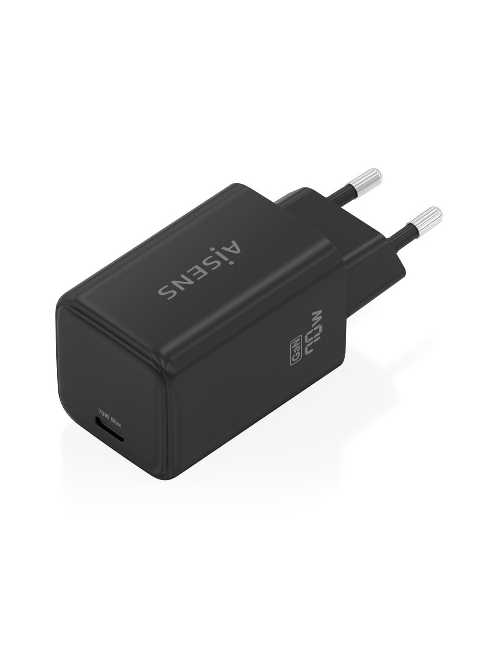 Cargador de Pared GaN Aisens ASCH-70W1P089-BK/ 1xUSB Tipo-C/ 70W