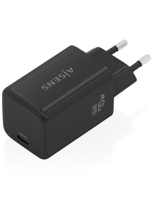 Cargador de Pared GaN Aisens ASCH-70W1P089-BK/ 1xUSB Tipo-C/ 70W
