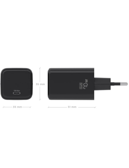 Cargador de Pared GaN Aisens ASCH-70W1P089-BK/ 1xUSB Tipo-C/ 70W