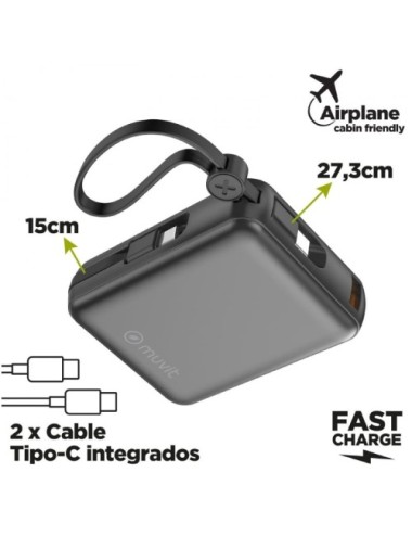 Powerbank 10000mAh Muvit For Change MCCHP0014/ 35W/ Negra