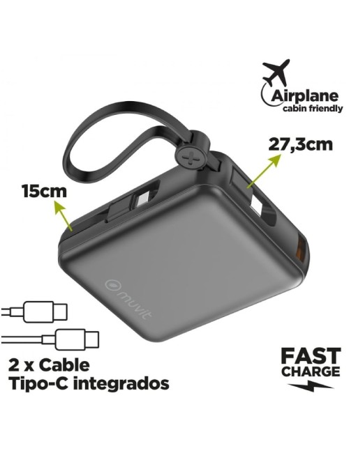 Powerbank 10000mAh Muvit For Change MCCHP0014/ 35W/ Negra