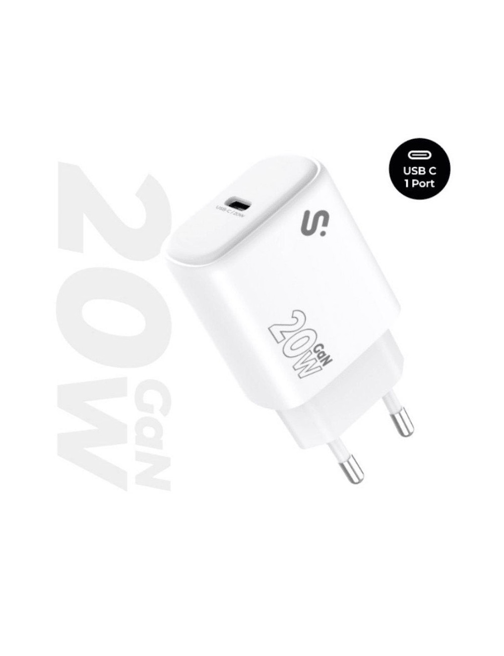 Cargador de Pared GaN Subblim 20W Charger USB C/ 1xUSB Tipo-C/ 20W