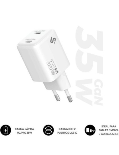 Cargador de Pared GaN Subblim 35W Charger USB C+C/ 2xUSB Tipo-C/ 35W