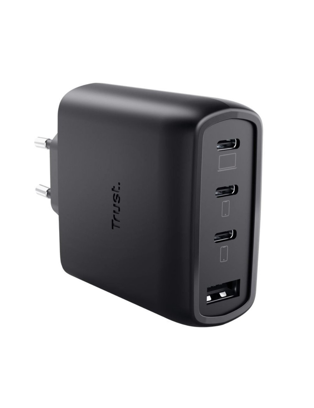 Cargador de Pared GaN Trust Maxo 65W 26067/ 3xUSB Tipo-C/ 1xUSB/ Incluye Cable USB Tipo-C/ 65W