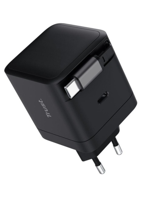 Cargador de Pared Trust Maxo 65W/ 1xUSB Tipo-C/ Incluye Cable USB Tipo-C Retráctil/ 65W