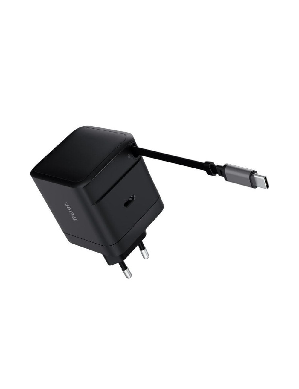 Cargador de Pared Trust Maxo 65W/ 1xUSB Tipo-C/ Incluye Cable USB Tipo-C Retráctil/ 65W