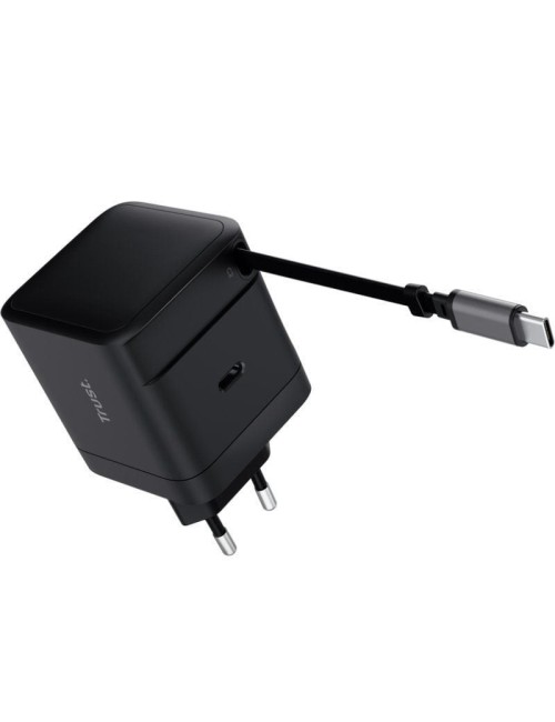 Cargador de Pared Trust Maxo 65W/ 1xUSB Tipo-C/ Incluye Cable USB Tipo-C Retráctil/ 65W