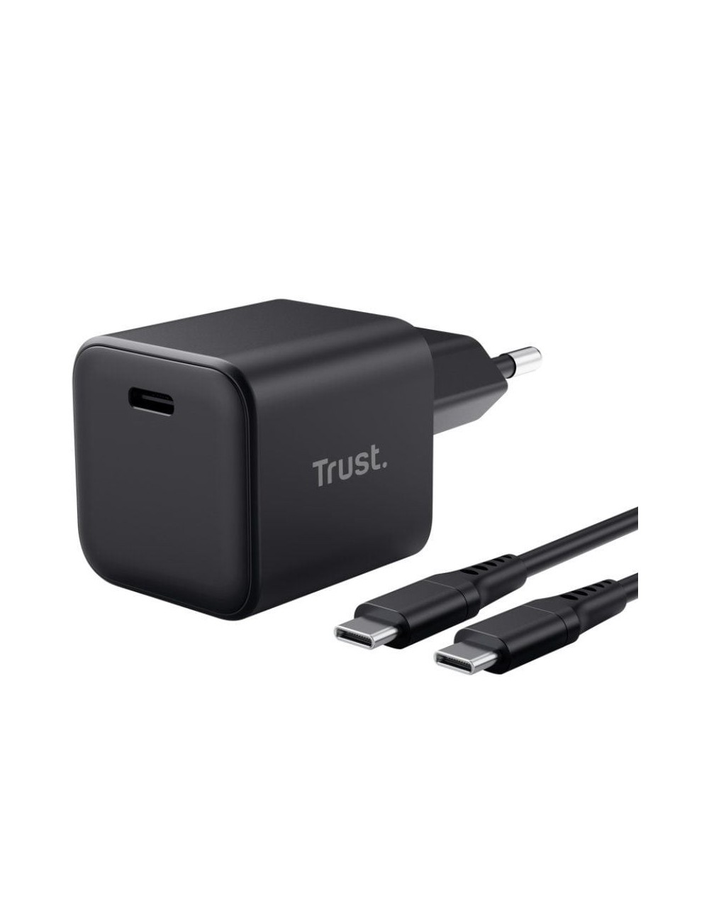 Cargador de Pared GaN Trust Maxo 65W Ultrareducido/ 1xUSB Tipo-C/ Incluye Cable USB Tipo-C/ 65W